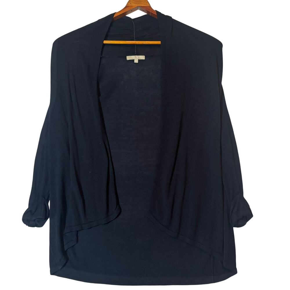 Joan Vass Studio Women's Open Front Cardigan Navy Viscose Size Medium